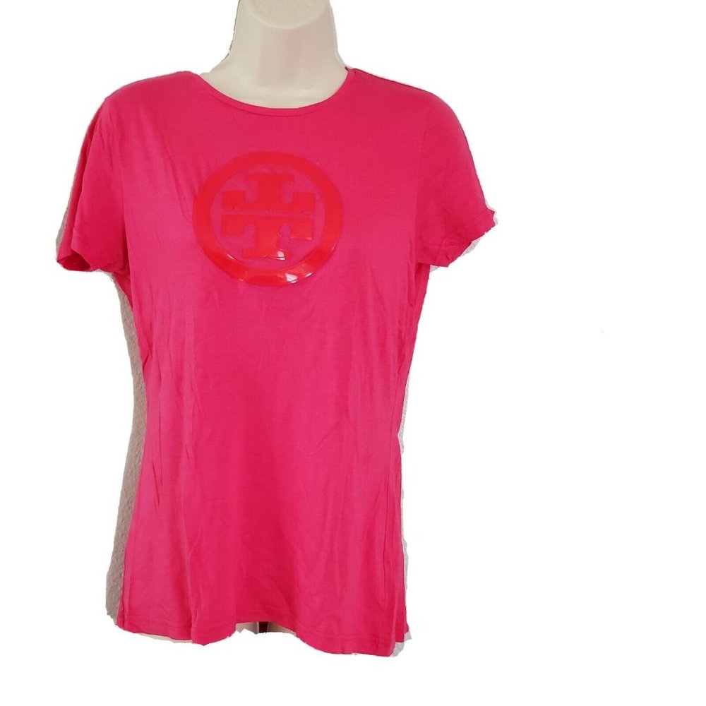 Tory Burch Woman short sleeve LOGO T shirt Bamboo, Excellent Condition! Medium